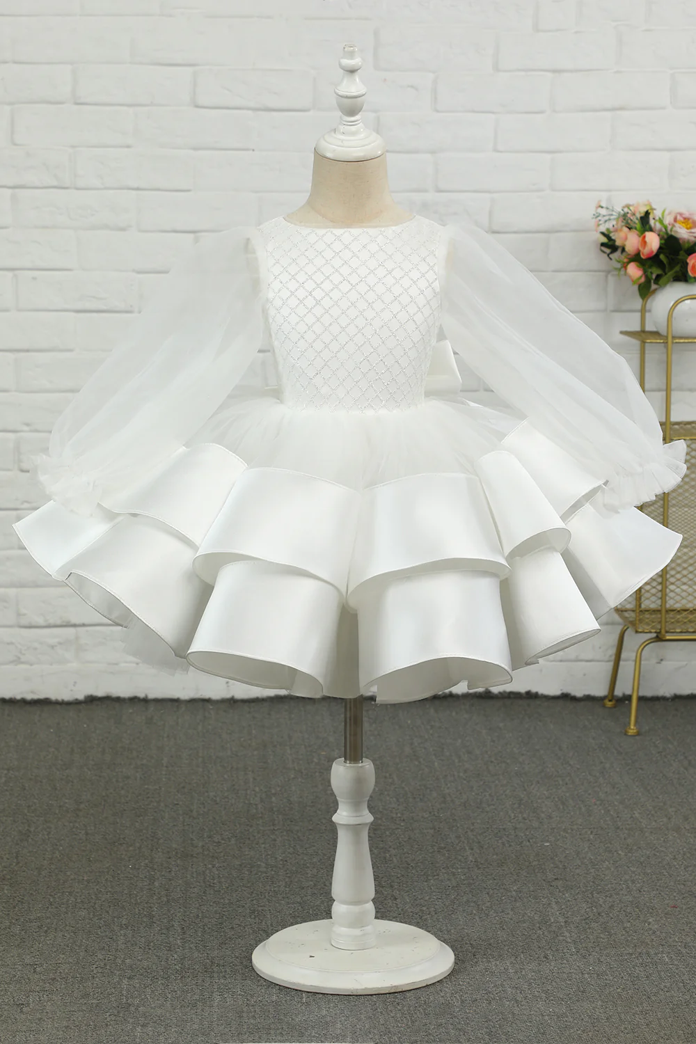 Ivory Long Sleeves Flower Girl Dress - bellbottoms