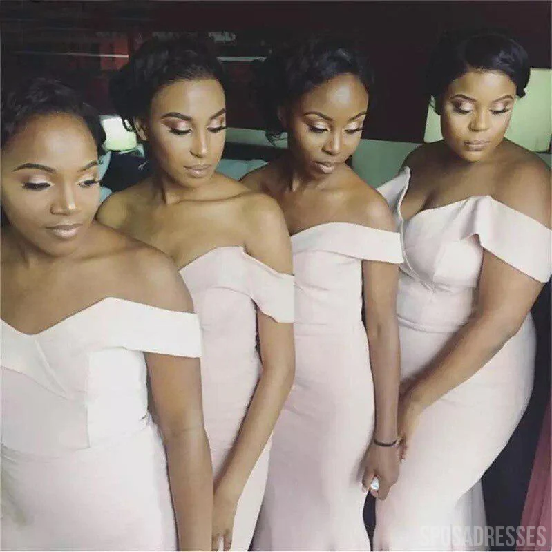 Pink Mermaid Off The Shoulder Cheap Long Bridesmaid Dresses Online. WG850 - bellbottoms
