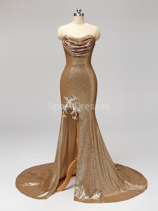 Gold Sequin Sweetheart Mermaid Cheap Bridesmaid Dresses Online. WG597 - bellbottoms