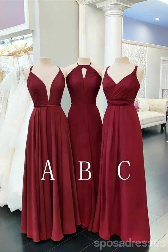 Mismatched Burgundy Long A-line Bridesmaid Dresses Gown Online.WG1091 - bellbottoms