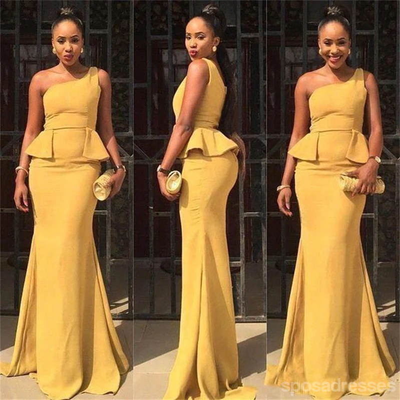 Mermaid One Shoulder Sleeveless Long Bridesmaid Dresses Online. WG898 - bellbottoms