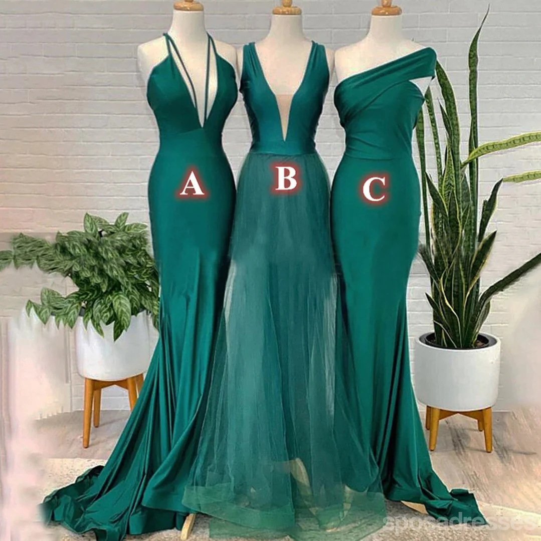 Mismatched Mermaid Emerald Green Cheap Long Bridesmaid Dresses Gown Online.WG1110 - bellbottoms
