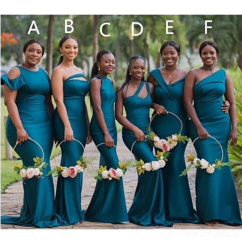 Unique Mismatached Teal Mermaid Long Cheap Bridesmaid Dresses Online. WG647 - bellbottoms
