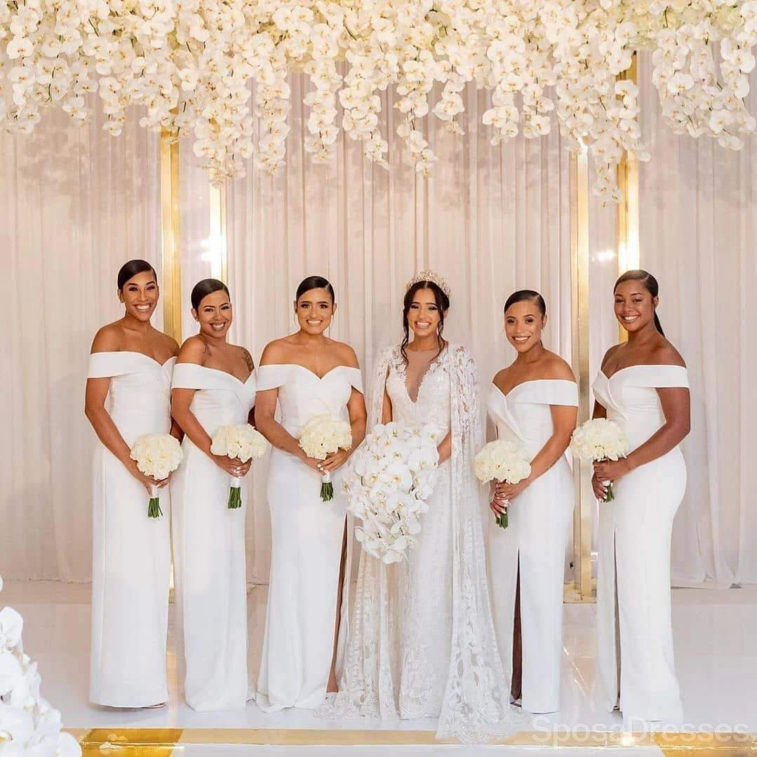 Off Shoulder Side Slit Mermaid Long Cheap Bridesmaid Dresses Online. WG661 - bellbottoms