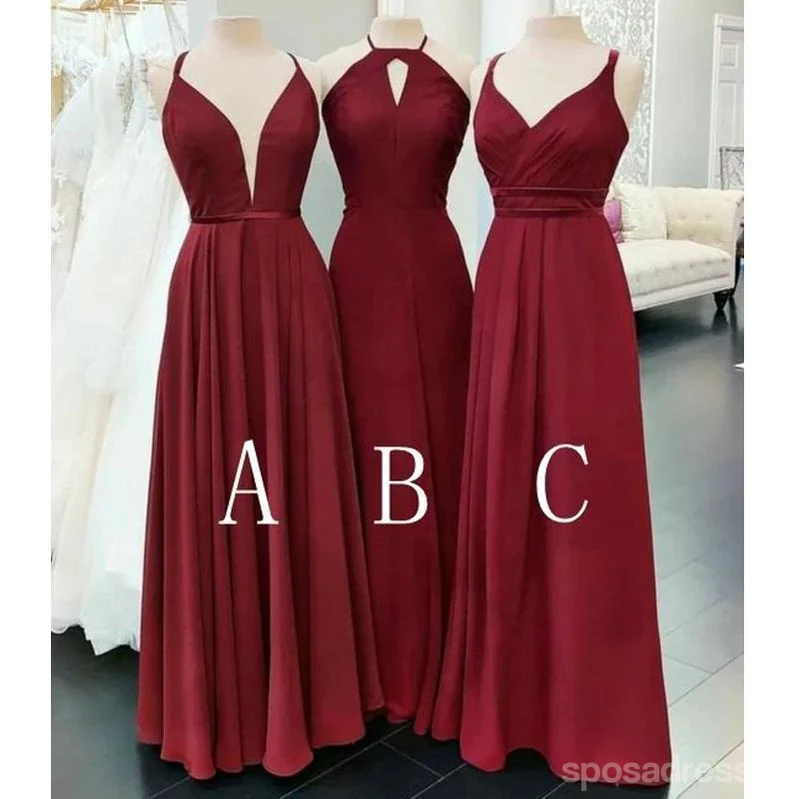 Mismatched Burgundy Long A-line Bridesmaid Dresses Gown Online.WG1091 - bellbottoms