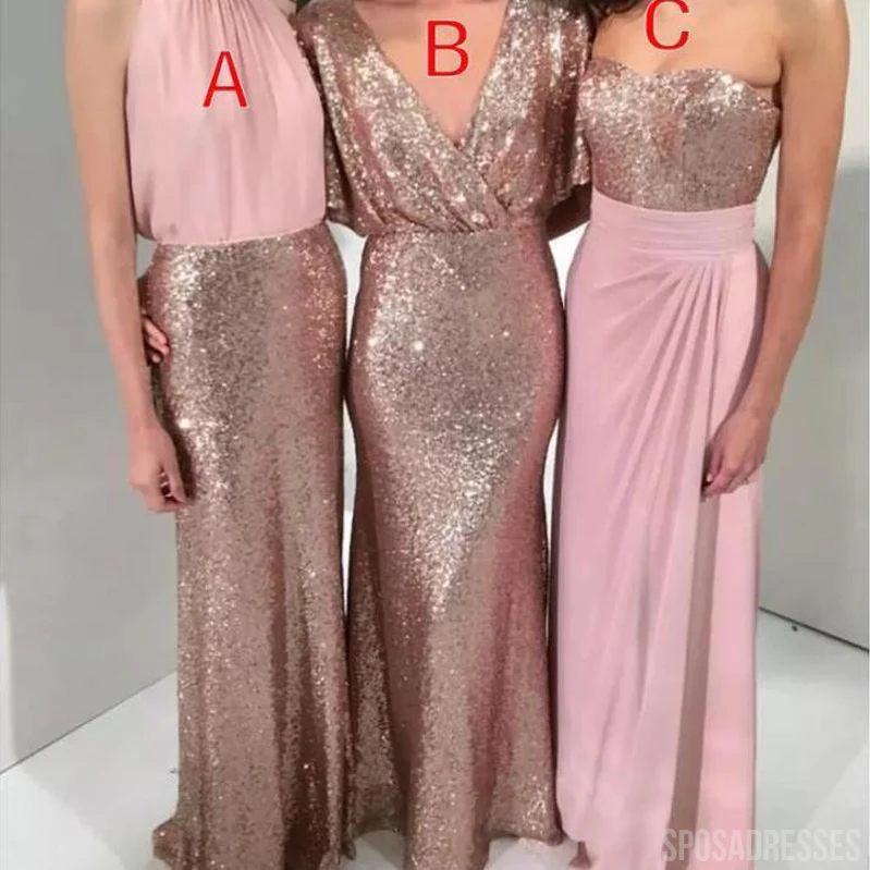 Mismatched V Neck & Halter & Sweetheart Long Bridesmaid Dresses Online. WG884 - bellbottoms
