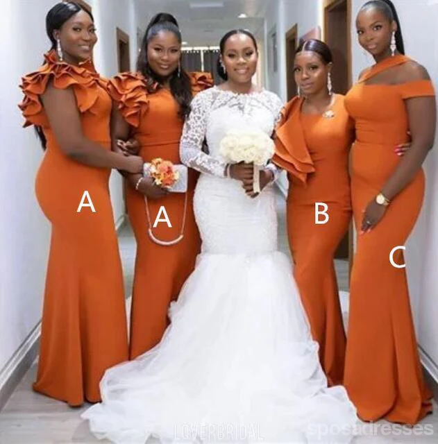 Mismatched A-line Sleeveless Side Slit Long Bridesmaid Dresses Online. WG914 - bellbottoms