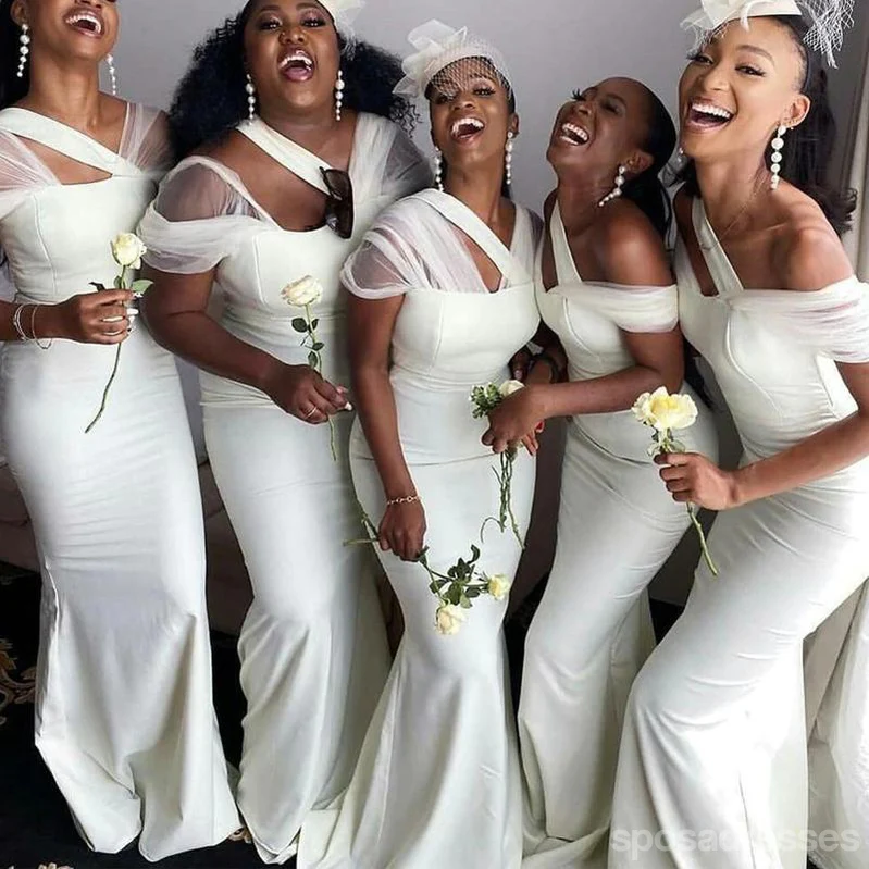 Elegant Mermaid Off The Shoulder Long Bridesmaid Dresses Online. WG901 - bellbottoms