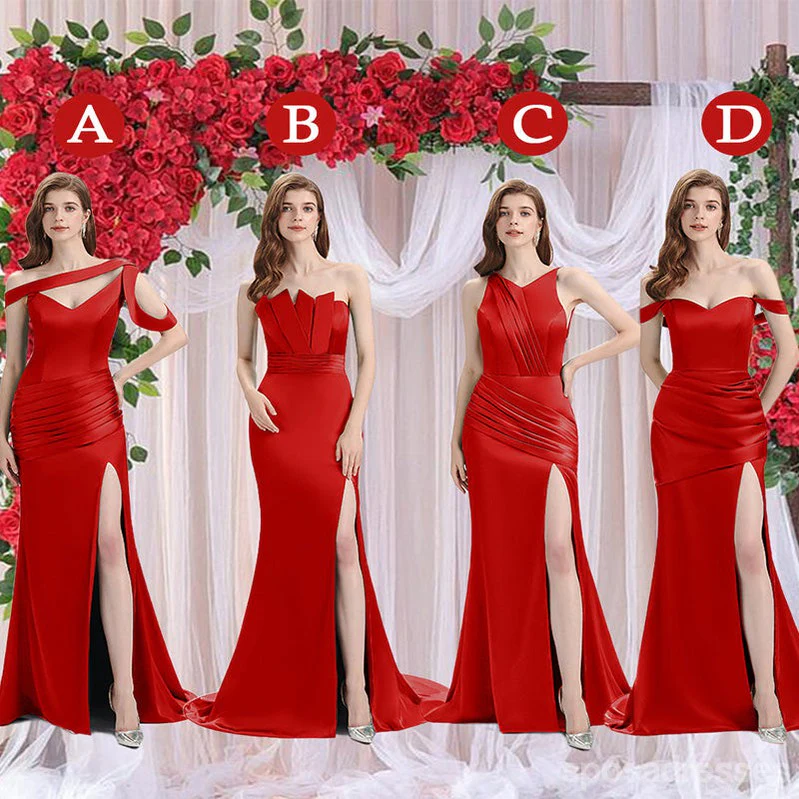 Exclusive Mismatched Red Mermaid Cheap Bridesmaid Dresses Online. WG936 - bellbottoms