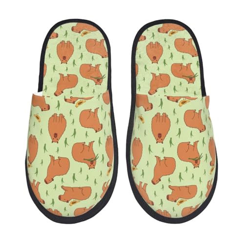 Capybaras Grass Slippers for Women, Womens Slippers Winter House Shoes, Anti-Skid Slippers - bellbottoms