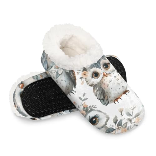 Animals Cute Owls Women's Slippers Socks Cozy Fuzzy Sherpa House Shoes Winter House Bedroom Slippers Flowers - bellbottoms