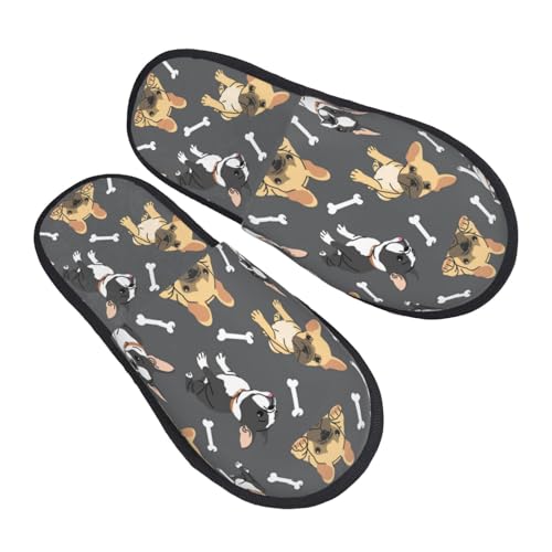 Two color french bulldog Slippers for Women, Womens Slippers Winter House Shoes, Anti-Skid Slippers - bellbottoms
