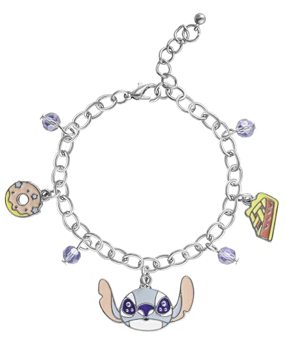 Disney Stitch Charm Bracelet for Women Official License, 6.5