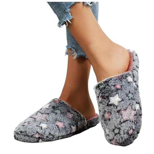 Slippers for Women Fuzzy Memory Foam Fluffy Winter Slippers Warm Plush Comfortable Indoor Stars Womens Slippers - bellbottoms