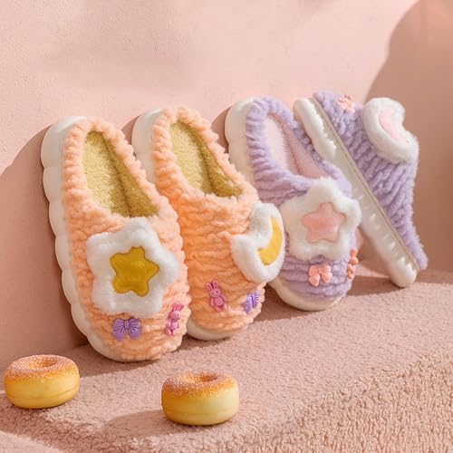 Slippers for Women Fuzzy Memory Foam Fluffy Winter Slippers Cute Stars Plush Warm Platform Indoor Womens Slippers - bellbottoms