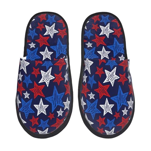 USA Flag Print star Slippers for Women, Womens Slippers Winter House Shoes, Anti-Skid Slippers - bellbottoms