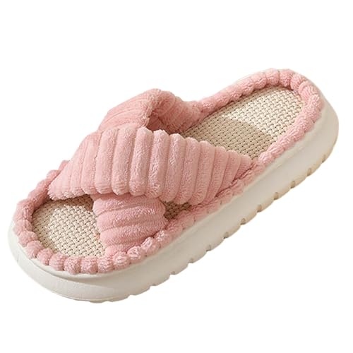 Slippers for Women Women's Fuzzy Cross Platform Slippers Comfortable Open Toe Memory Foam Slippers for Indoor Shoes - bellbottoms