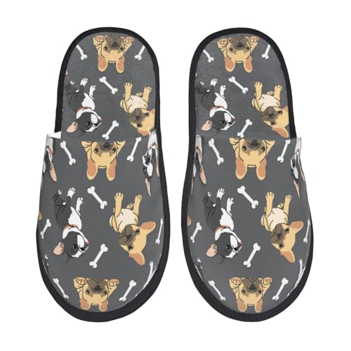 Two color french bulldog Slippers for Women, Womens Slippers Winter House Shoes, Anti-Skid Slippers - bellbottoms