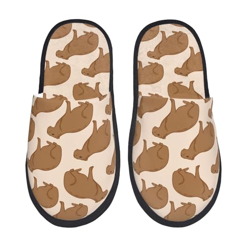 Brown Capybara Slippers for Women, Womens Slippers Winter House Shoes, Anti-Skid Slippers - bellbottoms