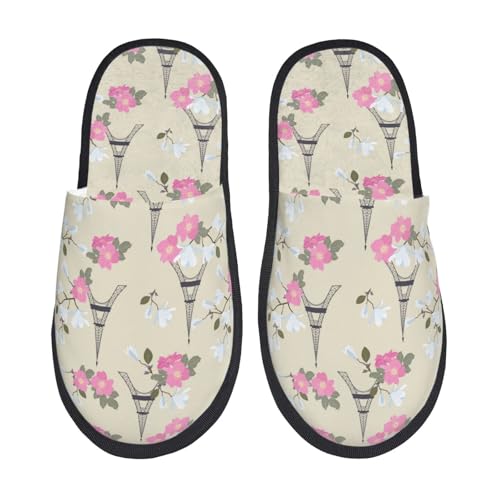 Eiffel flower Towers Slippers for Women, Womens Slippers Winter House Shoes, Anti-Skid Slippers - bellbottoms