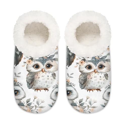 Animals Cute Owls Women's Slippers Socks Cozy Fuzzy Sherpa House Shoes Winter House Bedroom Slippers Flowers - bellbottoms