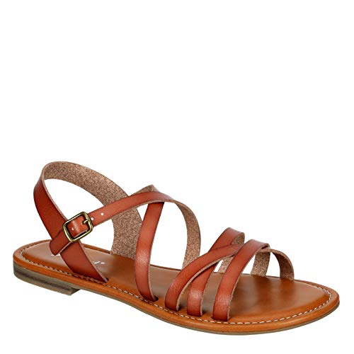 XAPPEAL Clarissa - Women's Strappy Open Toe Gladiator Flat Sandals with Ankle Strap - bellbottoms