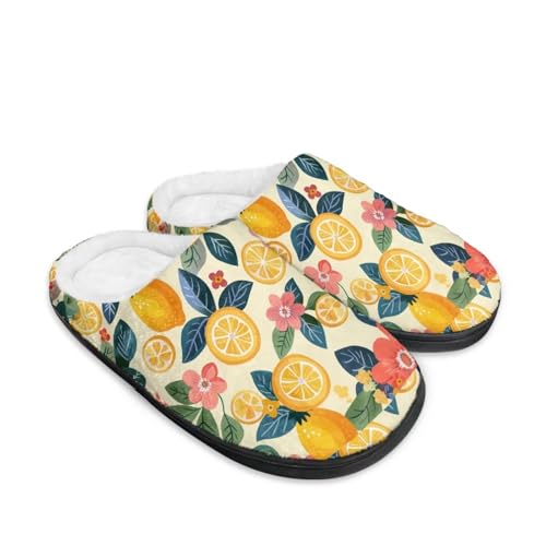 Jeiento Womens Slippers Fruit Print Non-Slip Fluffy Comfy Non Slip Winter House Shoe - bellbottoms