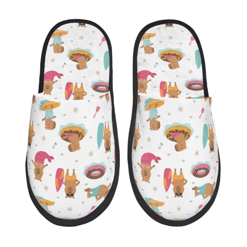 Beach Capybaras Slippers for Women, Womens Slippers Winter House Shoes, Anti-Skid Slippers - bellbottoms