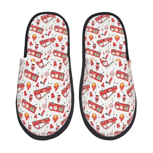 Fire Truck Slippers for Women, Womens Slippers Winter House Shoes, Anti-Skid Slippers - bellbottoms