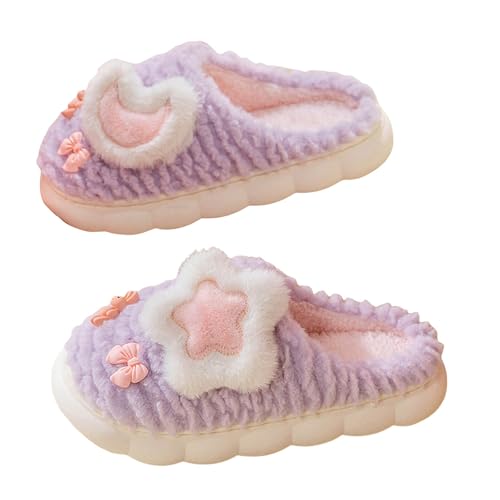 Slippers for Women Fuzzy Memory Foam Fluffy Winter Slippers Cute Stars Plush Warm Platform Indoor Womens Slippers - bellbottoms