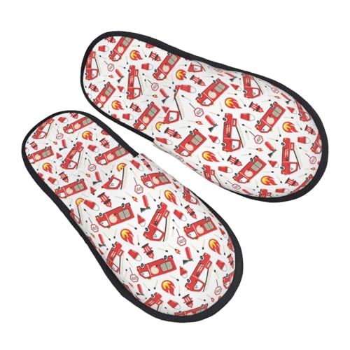 Fire Truck Slippers for Women, Womens Slippers Winter House Shoes, Anti-Skid Slippers - bellbottoms