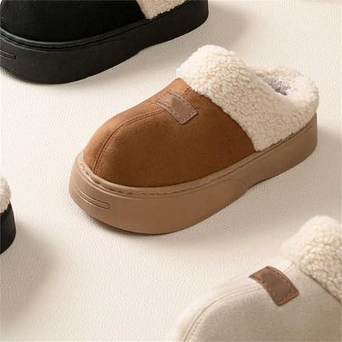 Womens Slippers Winter Warm Close Toe Home Cotton Slipper Non Slip Plush Lined Bedroom Slippers for Men - bellbottoms