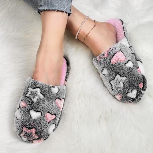Slippers for Women Fuzzy Memory Foam Comfortable Winter Slippers Anti Slip Indoor Cute Stars Warm Womens Slippers - bellbottoms