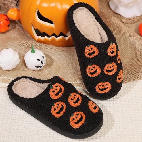 Slippers for Women Fuzzy Memory Foam Comfortable Winter Slippers Pumpkins Indoor Soft Plush Warm Womens Slippers - bellbottoms
