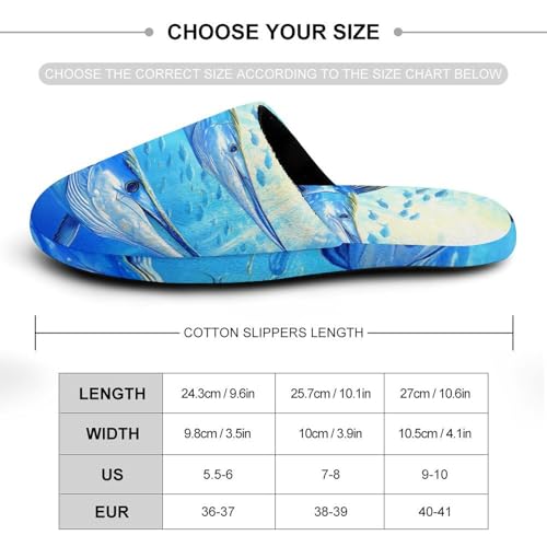 Blue Marlin Women's Slippers Cute Warm House Shoes Home Slippers Spa Slippers Cotton Slippers - bellbottoms