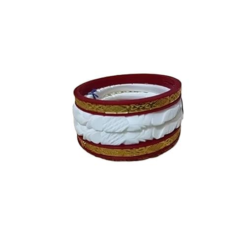Traditional Bengali Shakha Pola Bangles for Married Women, White and Red - bellbottoms