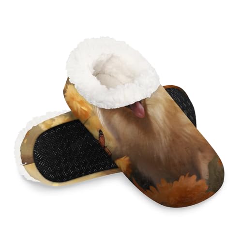 Women's Slippers Socks Cozy Fuzzy Sherpa House Shoes Winter House Bedroom Slippers Dog Daisy Butterfly - bellbottoms