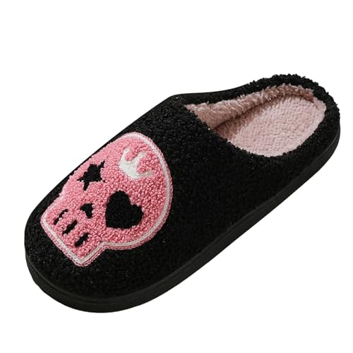 Slippers for Women Fuzzy Memory Foam Comfortable Winter Slippers Skulls Indoor Soft Warm Trendy Womens Slippers - bellbottoms
