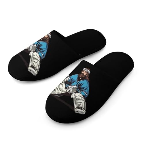 God Saves Hockey Goalie Women's Slippers Cute Warm House Shoes Home Slippers Spa Slippers Cotton Slippers - bellbottoms