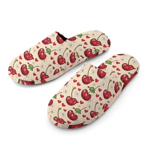 Cherry Flower Heart Women's Slippers Cute Warm House Shoes Home Slippers Spa Slippers Cotton Slippers - bellbottoms