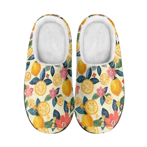 Jeiento Womens Slippers Fruit Print Non-Slip Fluffy Comfy Non Slip Winter House Shoe - bellbottoms