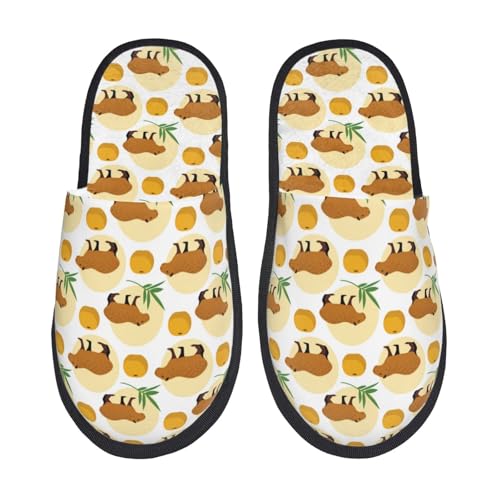Cartoon Orange Capybara Slippers for Women, Womens Slippers Winter House Shoes, Anti-Skid Slippers - bellbottoms