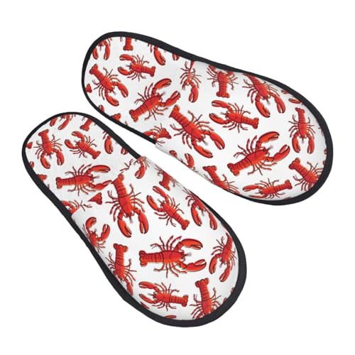 Red Lobster print Slippers for Women, Womens Slippers Winter House Shoes, Anti-Skid Slippers - bellbottoms
