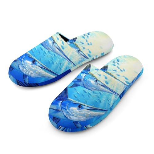 Blue Marlin Women's Slippers Cute Warm House Shoes Home Slippers Spa Slippers Cotton Slippers - bellbottoms