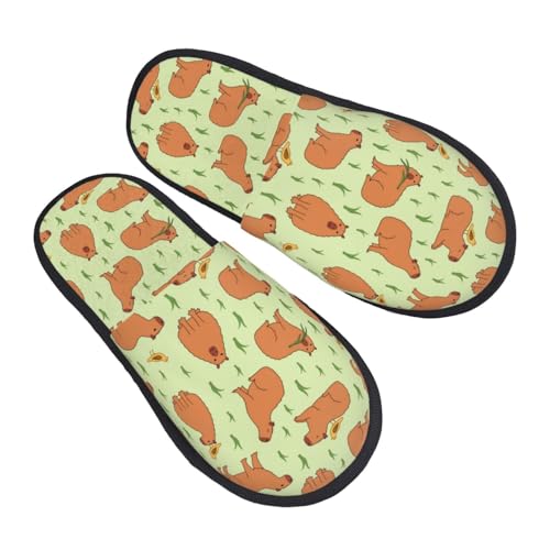 Capybaras Grass Slippers for Women, Womens Slippers Winter House Shoes, Anti-Skid Slippers - bellbottoms
