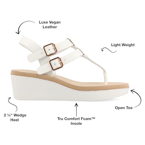Journee Womens Strappy Platform Flip Flop Buckle Ankle Strap Bianca Tru Comfort Wedge Heel Sandal - bellbottoms