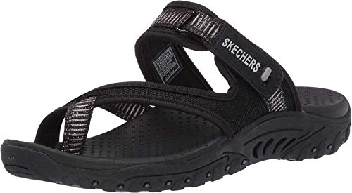 Skechers Women's Reggae-Seize The Day-Toe Thong Sandal Flip-Flop, Black, 11 M US - bellbottoms