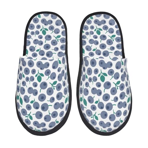 cute Blueberry Print Slippers for Women, Womens Slippers Winter House Shoes, Anti-Skid Slippers - bellbottoms