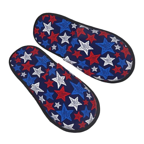 USA Flag Print star Slippers for Women, Womens Slippers Winter House Shoes, Anti-Skid Slippers - bellbottoms