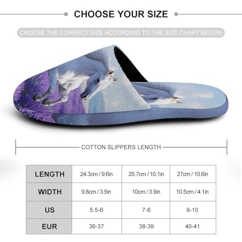 Purple Lavender And Horse Women's Slippers Cute Warm House Shoes Home Slippers Spa Slippers Cotton Slippers - bellbottoms